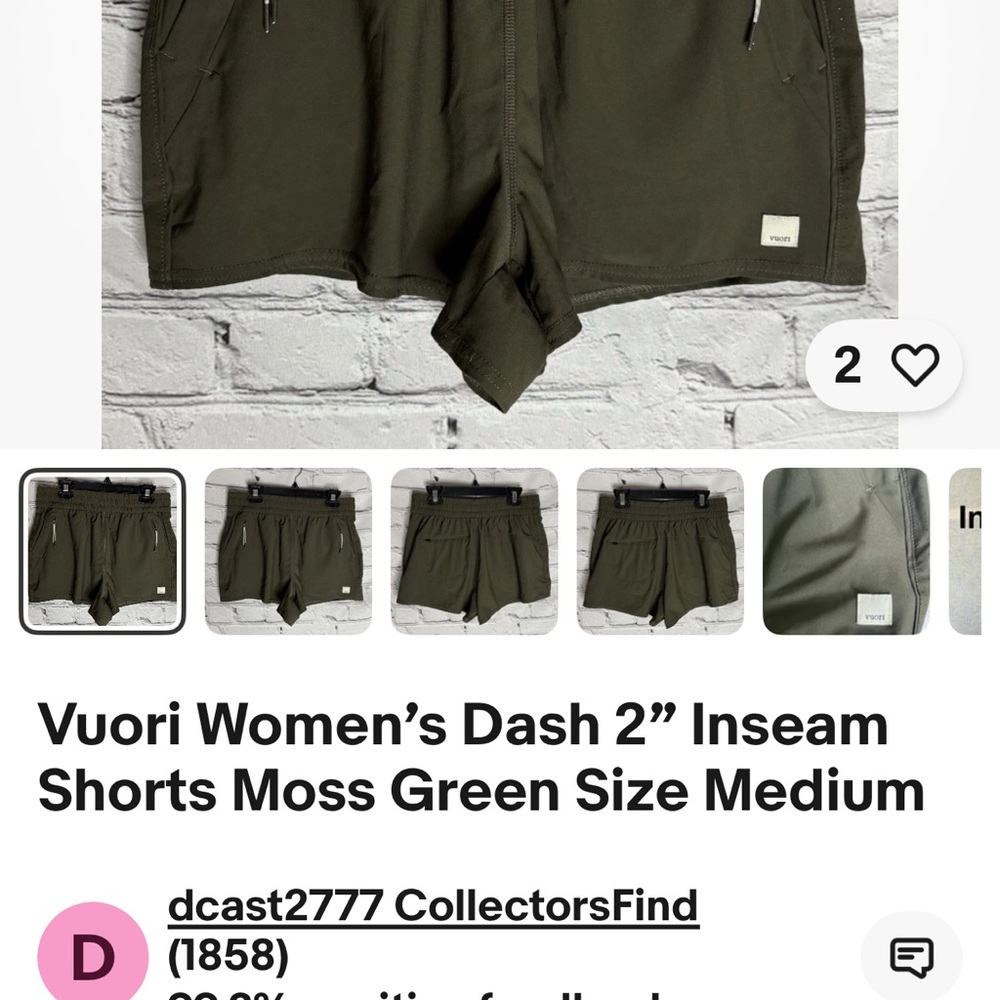Vuori Women's Athletic Shorts - Olive